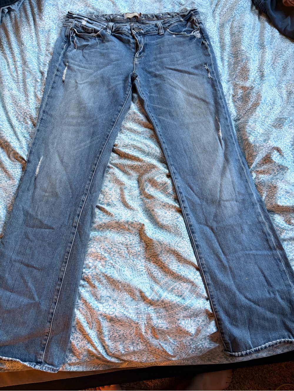 Ice Women's Blue Distressed Bootcut Jeans